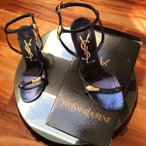YSL Navy faux snake Sandal